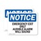 Signmission Exit Sign, Vinyl Decal, 7 in W, 5 in H, Emergency Exit Only Audible Alarm Will Sound OS-2PACK-NS-D-57-L-11815 - alternate 1